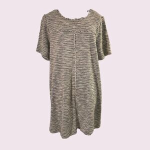 LOFT | Black and White Tweed Short Sleeved Shift Dress